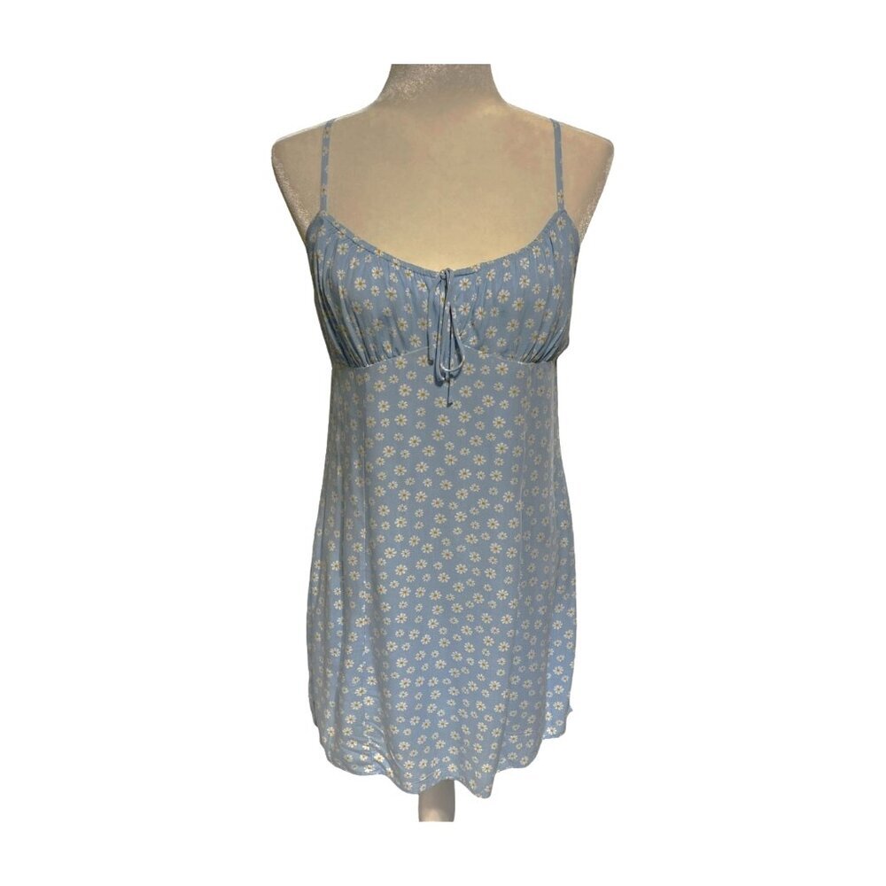 Aeropostale NWT Babydoll Mini Dress Light Blue Daisy Milkmaid Coquette Size Med
